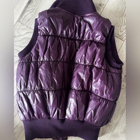 Purple Puffer Vest with Gold Buttons - Picture 3 of 4